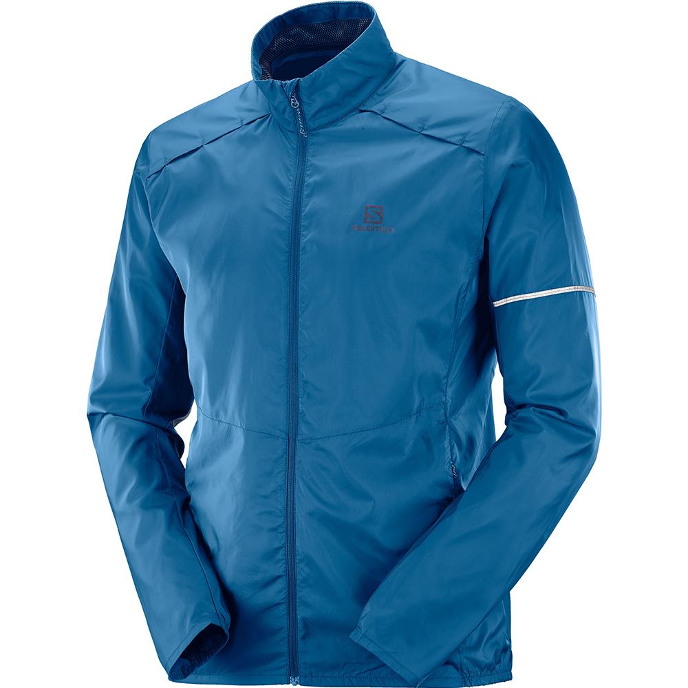 Vestes Imperméables Salomon Homme Bleu - Salomon AGILE WIND JKT M - France (8349-OQIFS)